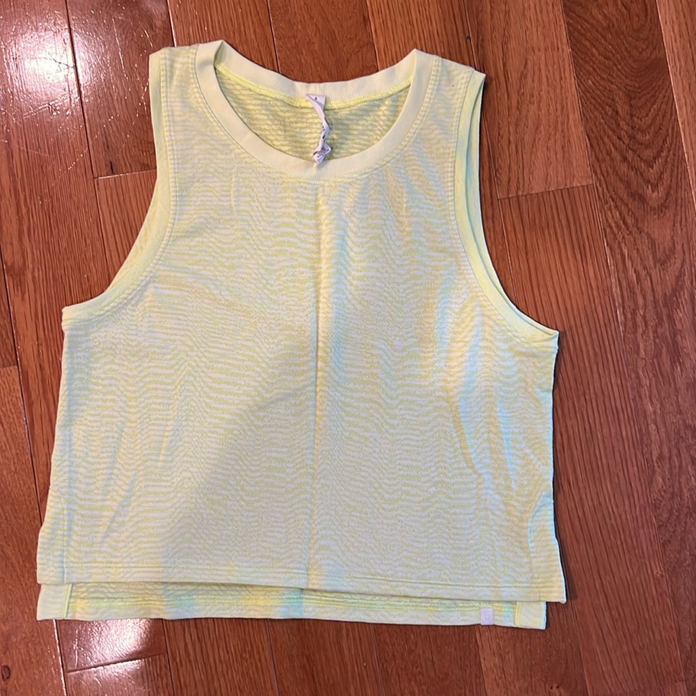 Lululemon Cropped Tank Top Neon Heathered Yellow Train To Be Size 4